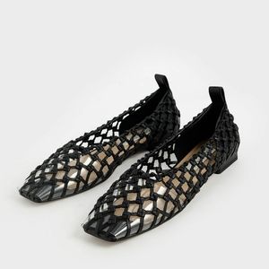 Charles & Keith Woven Caged Ballerina Flats - Black